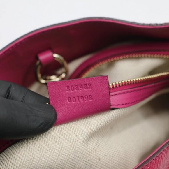 GUCCI Vernice Naplack Medium Soho Chain Shoulder Bag Bright Bouganville - Picture 10 of 14